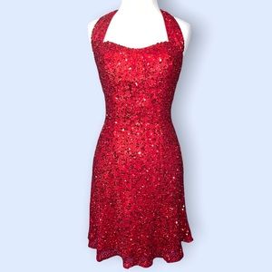 Red Sequence Cocktail Dress Scala